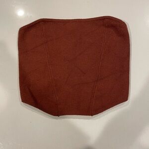 Tic Toc Brown Sweater Corset Lace Up Strapless Crop Top